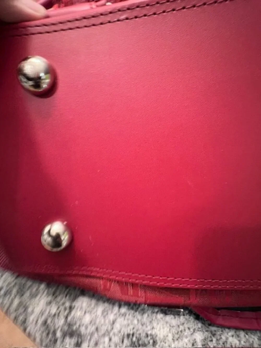 ISAAC MIZRAHI Red Tote duffle Bag Monogram Pattern Spacious w/Handles & Strap